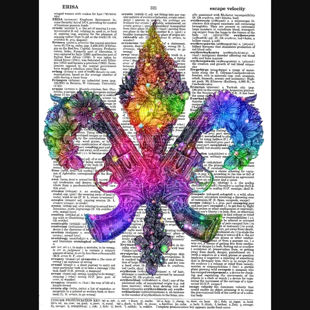 Fluer De Lis Pistol Vintage Dictionary Art Print